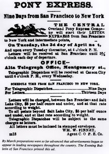 Pony Express, Nine Days from San Francisco to New York by American School